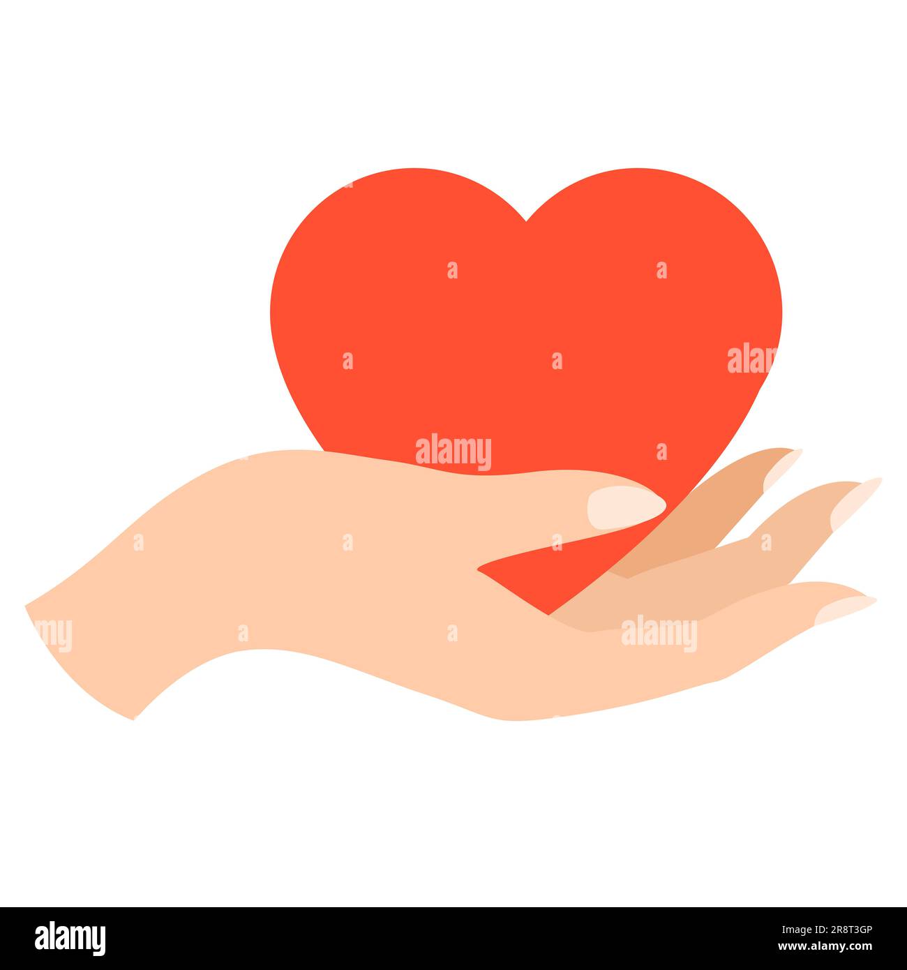 Heart in hand. Vector illustration in flat style Stock Photo - Alamy