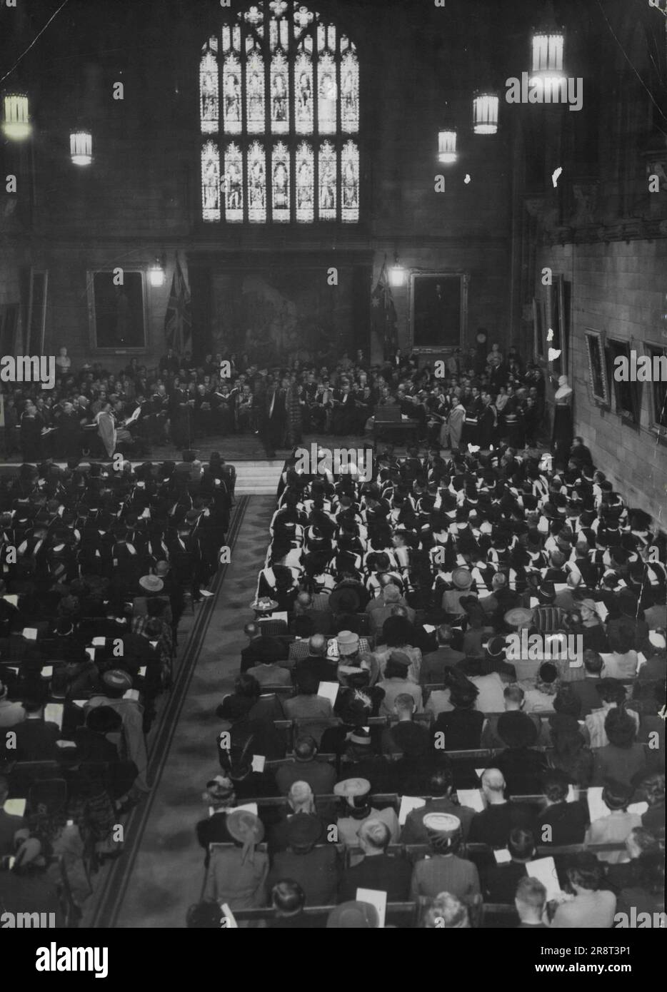 Students at Sydney University in the Great Hall paying tribute to the