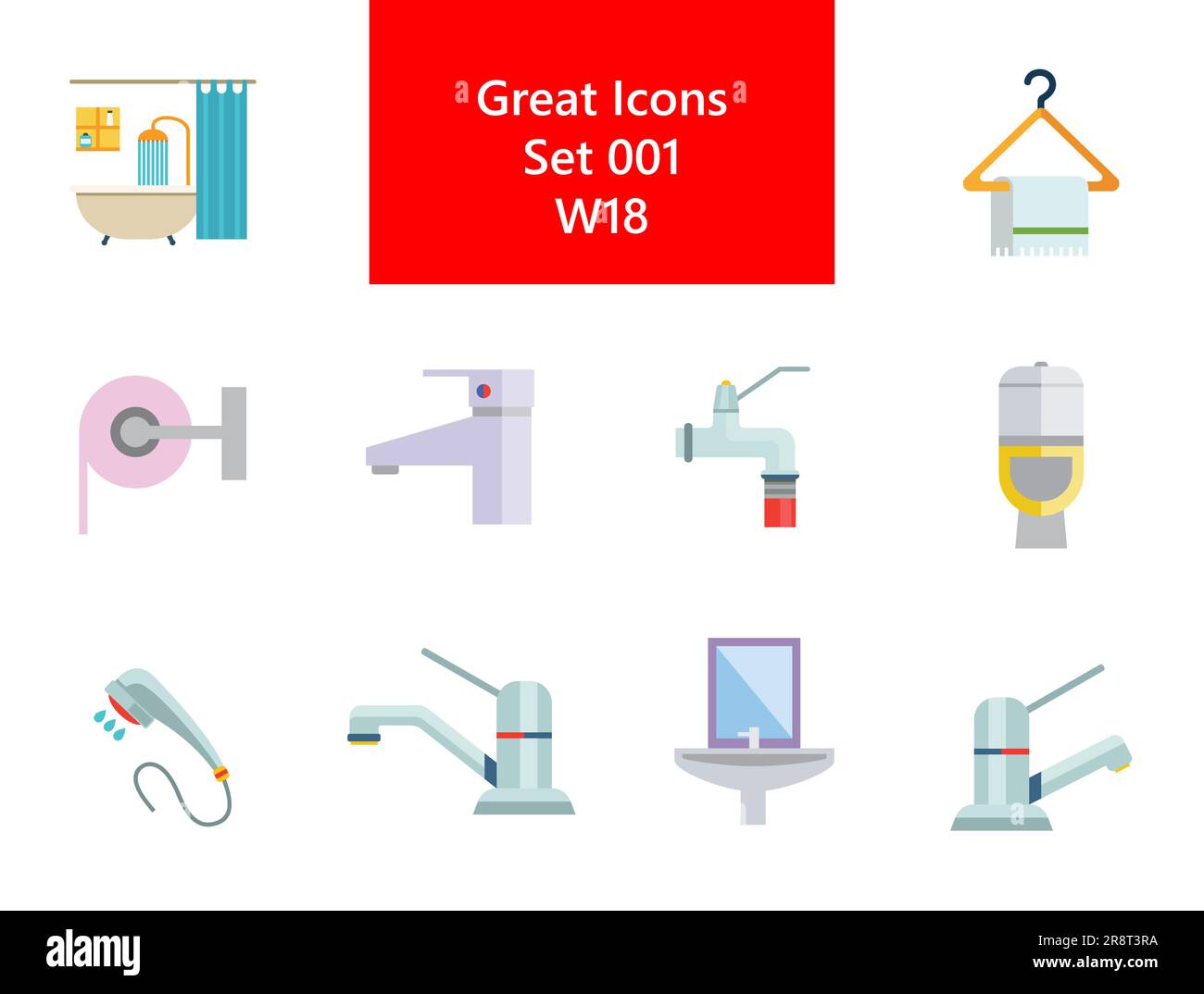Bathroom Icon Set Stock Vector Image & Art - Alamy
