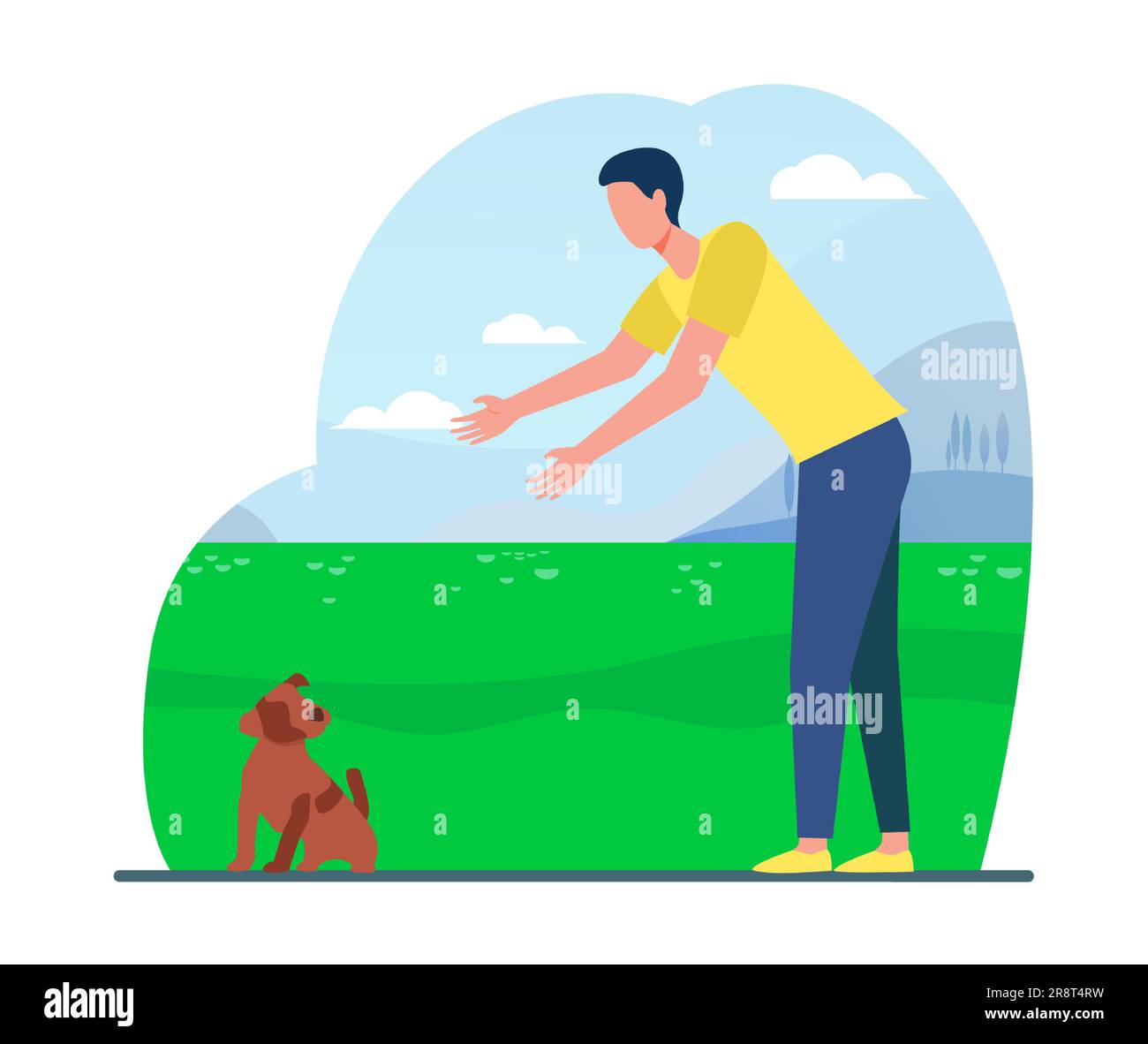 Man walking with dog outdoors Stock Vector Image & Art - Alamy
