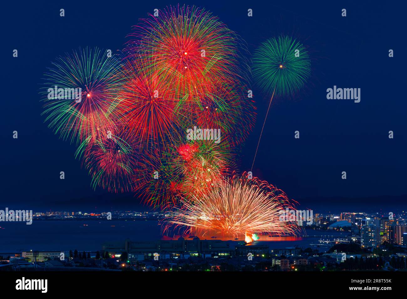 Lake Biwa Grand Fireworks Festival Stock Photo Alamy