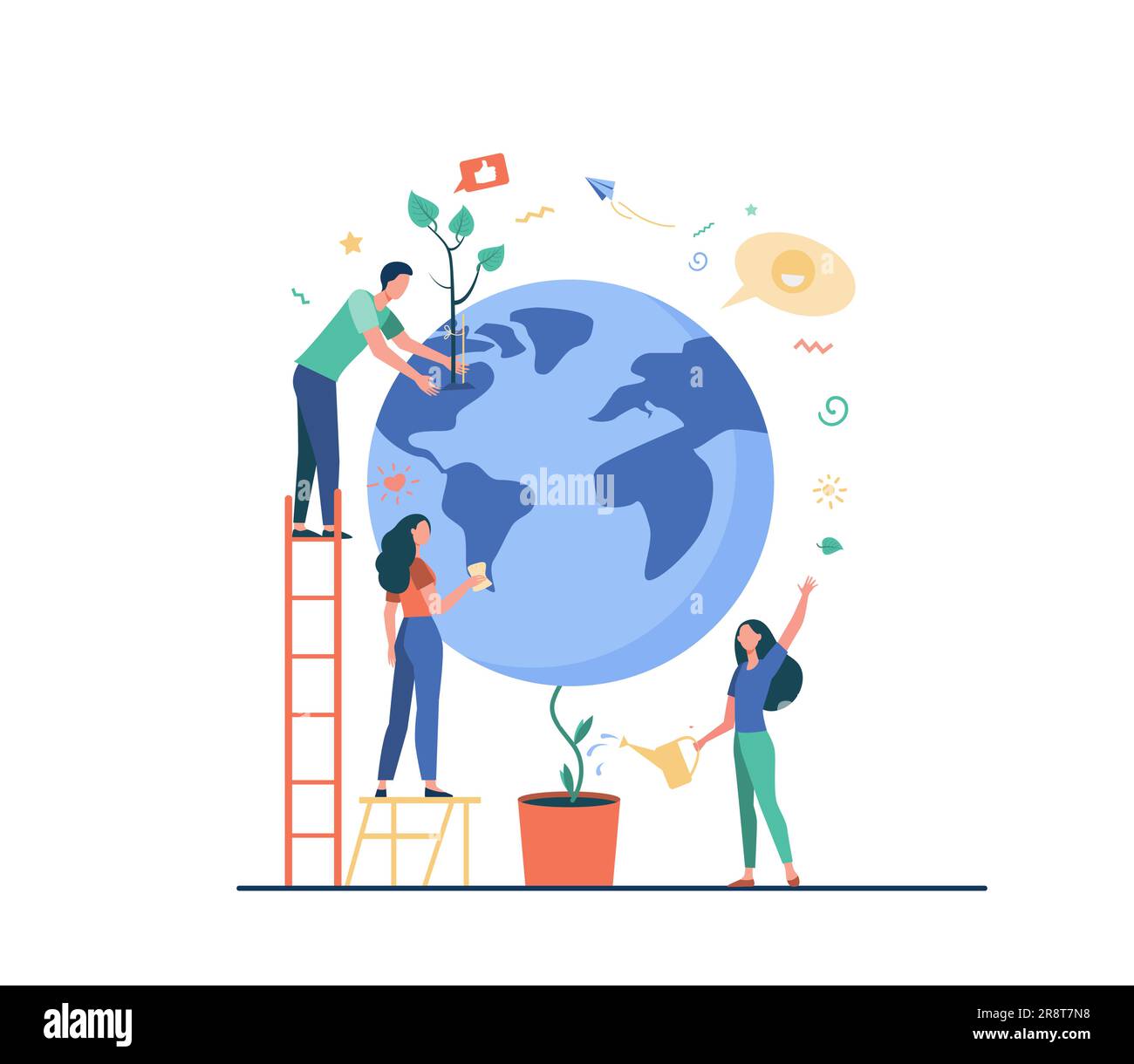 Planet earth tree growing on Stock Vector Images - Alamy
