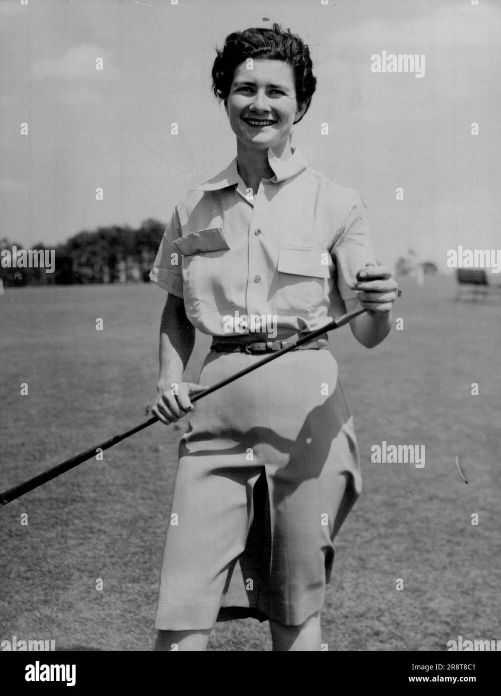 29-year-old Miss Louise Suggs created a women's world record for 72 holes in winning the US women's open golf championship yesterday. She completed the 72 holes in 284, winning by seven strokes. Her rounds were 70, 69, 70. 75. Previous record was 288, by Mrs. Mildred ('Babe') Zaharias in 1951. July 15, 1946. (Photo by AAP). Stock Photo