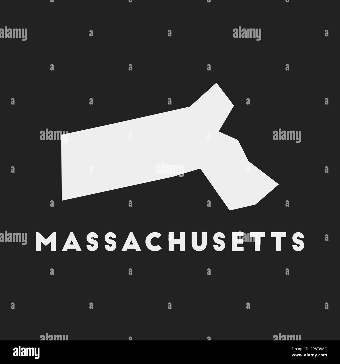 Massachusetts icon. Us state map on dark background. Stylish