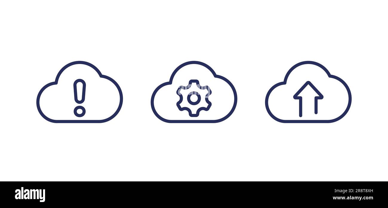 upload error, cloud computing line icons Stock Vector