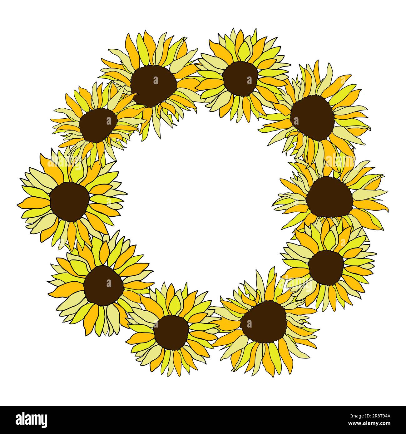 Cute sunflower decor for surface decoration. Hand drawn floral vector elements Stock Vector