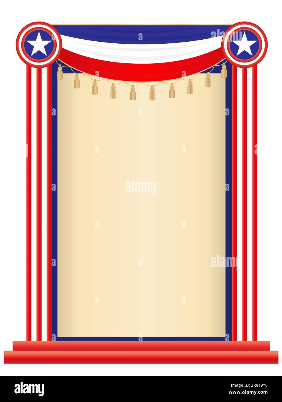 American flag symbols holiday frame border with empty space for your