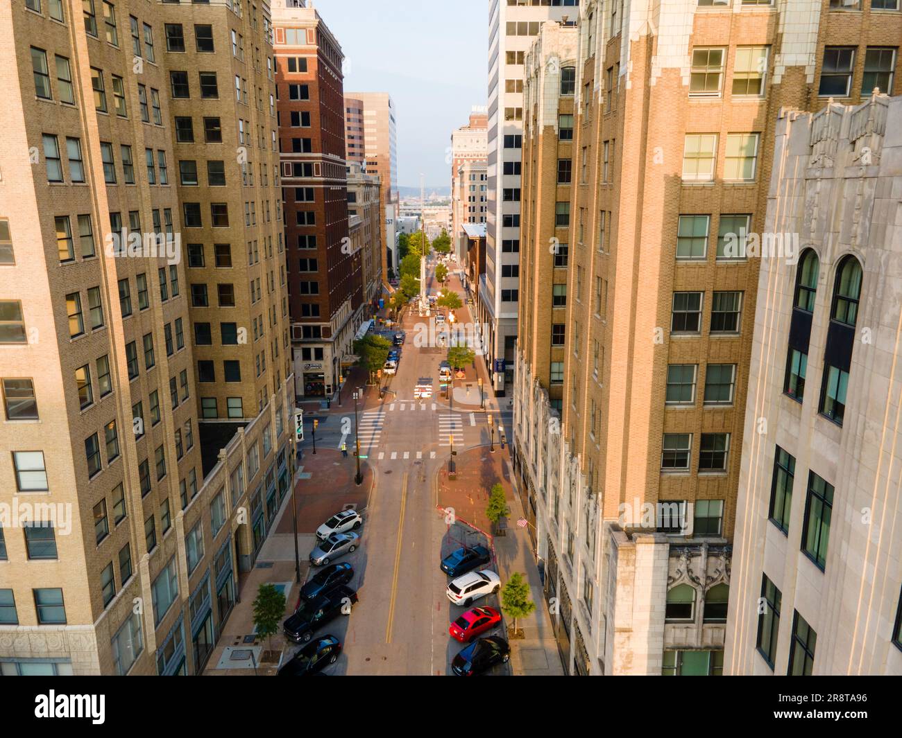 Aerial photograph of downtown Tulsa on a  June morning. Stock Photo