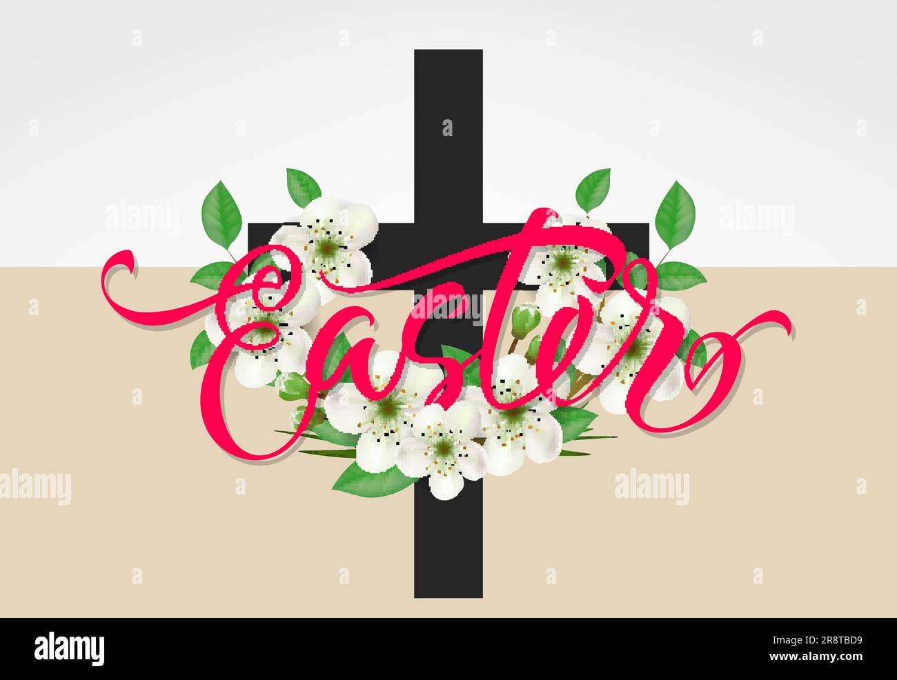 Easter Lettering with Cross Stock Vector