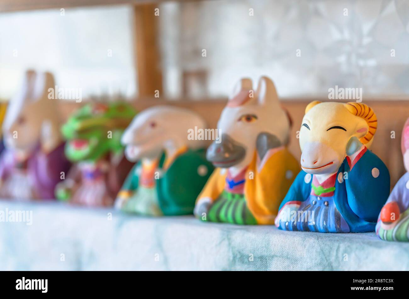 Ceramic made figurines of the twelve japanese zodiac signs or juunishi