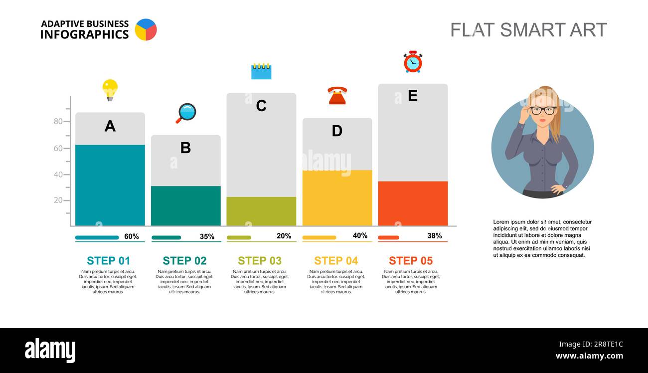 Five Step Percentage Chart Slide Template Stock Vector Image & Art - Alamy