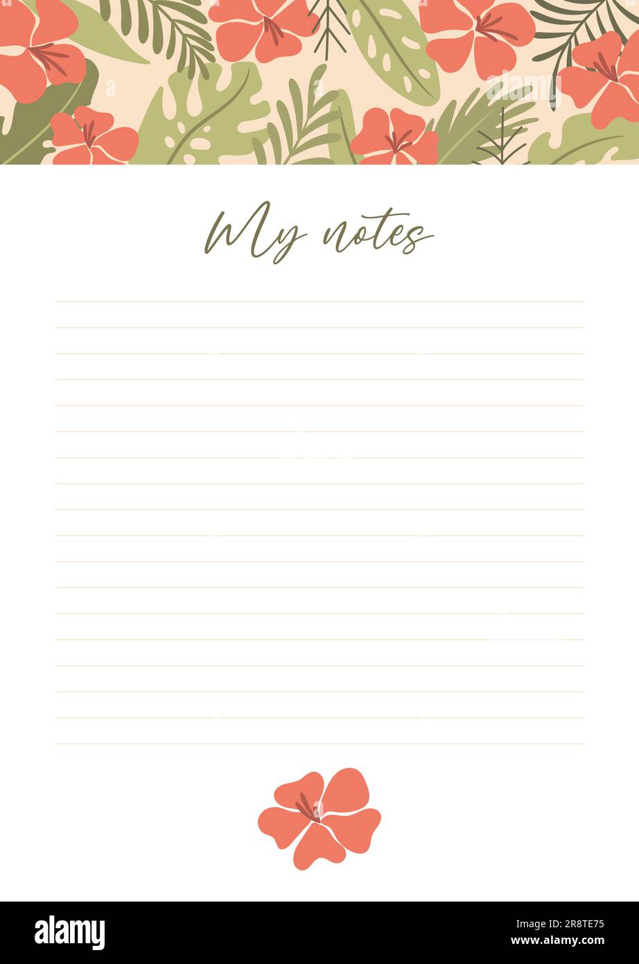 Printable notes concept, with tropical exotic background. Vector ...