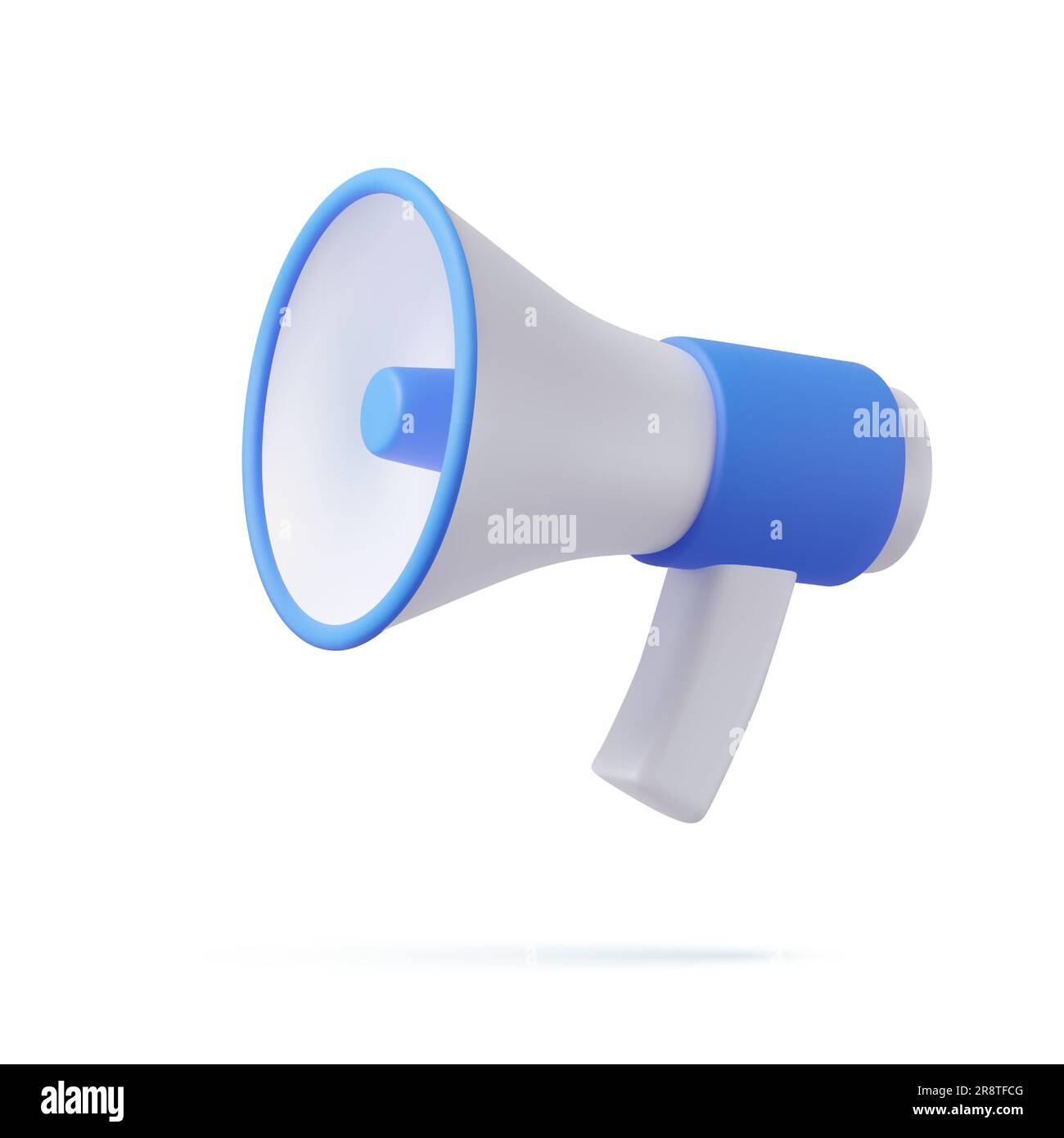 3d plastic megaphones icon with shadow isolated on white background