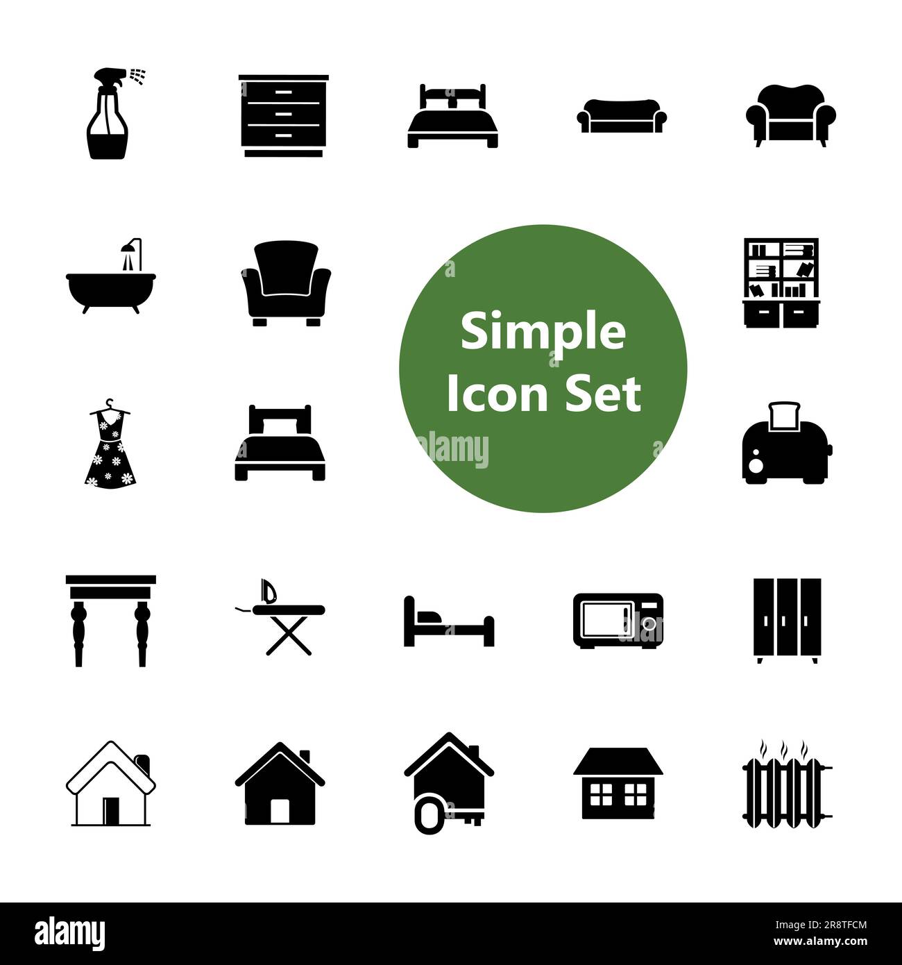 Home icon set. Household equipment and furniture collection Stock
