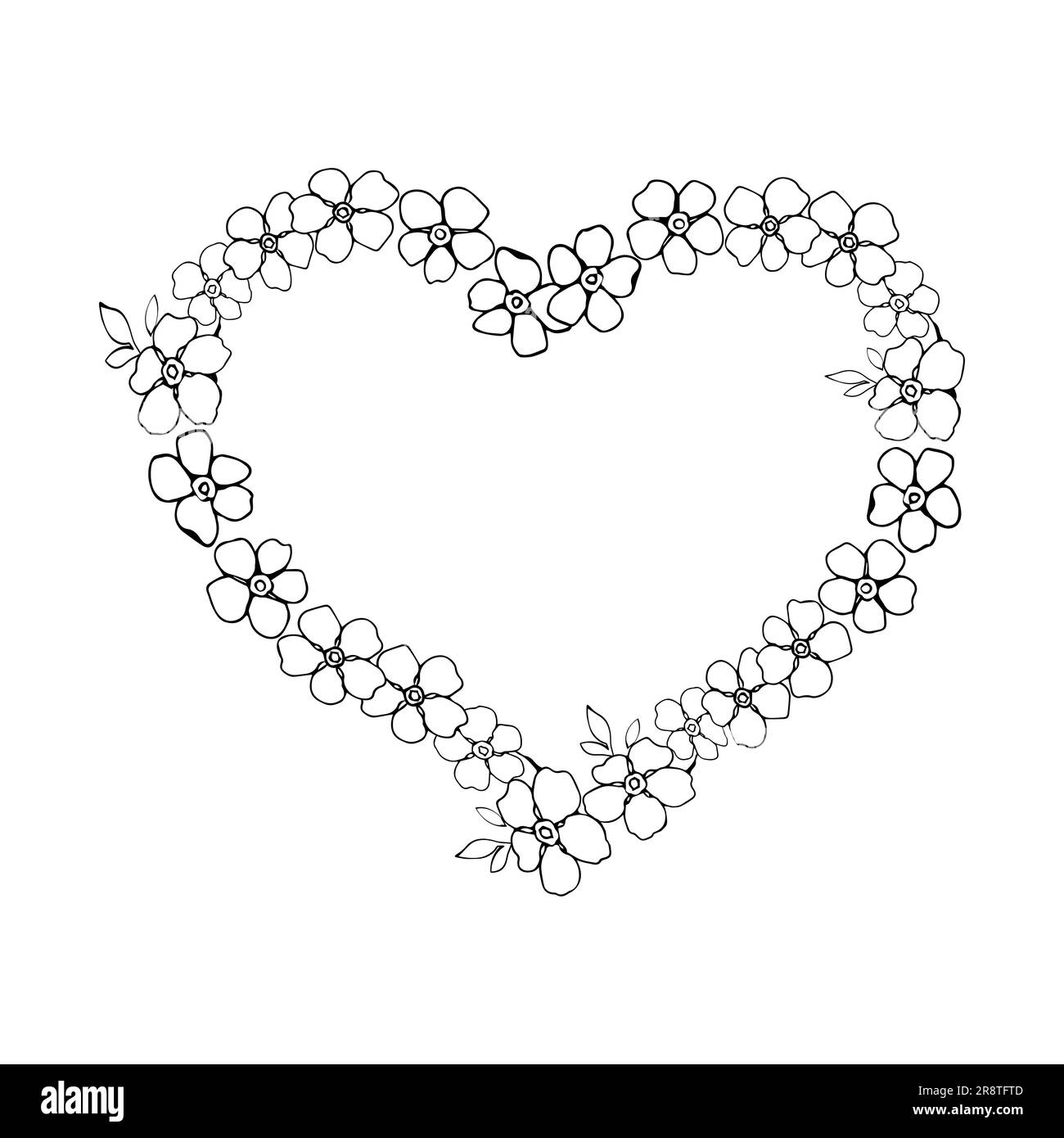 Floral hearts frame with little flower for card or invite Stock Vector