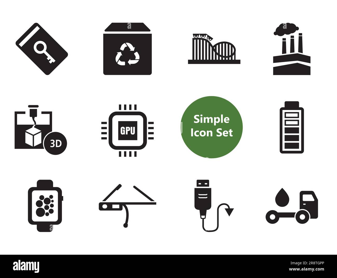 Innovations Icons Set Stock Vector