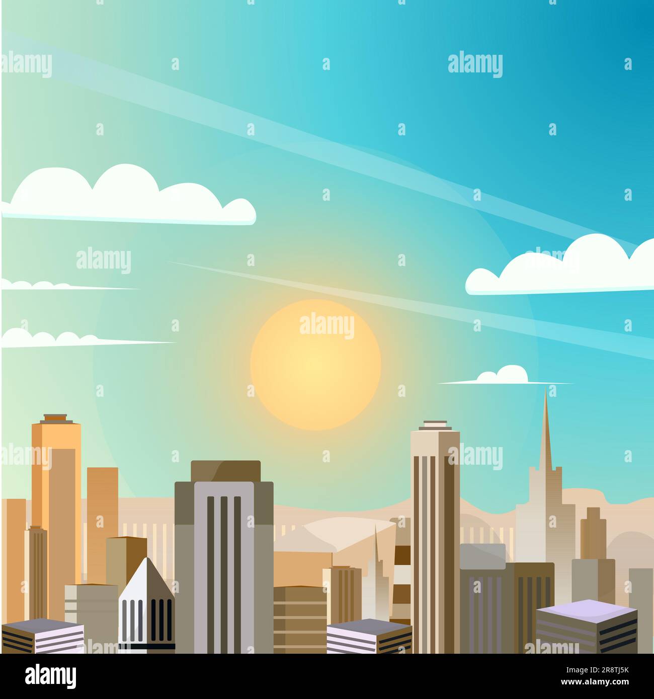 new york cityscape sunny skyscraper Stock Vector