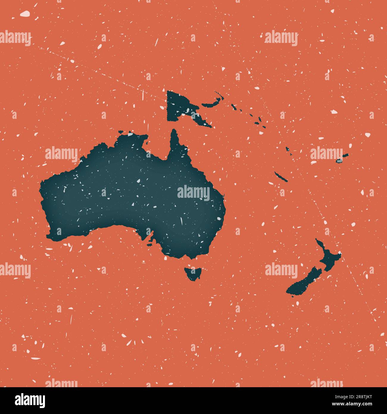 Oceania Vintage Map. Grunge Map Of The Continent With Distressed ...