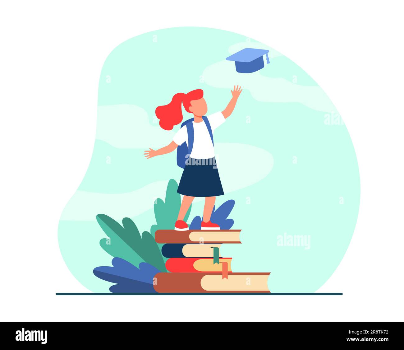 Little girl standing on pile of books Stock Vector Image & Art - Alamy