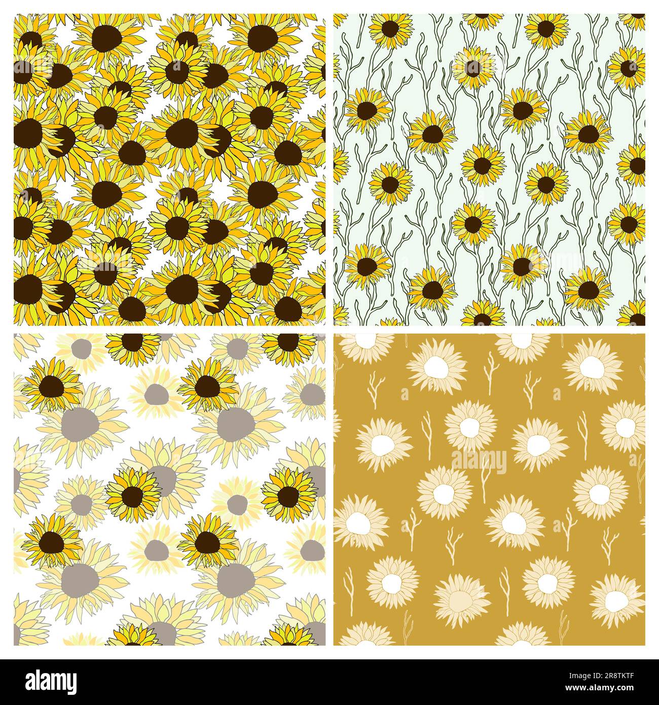 Cute sunflower decor for surface decoration. Hand drawn floral vector elements Stock Vector