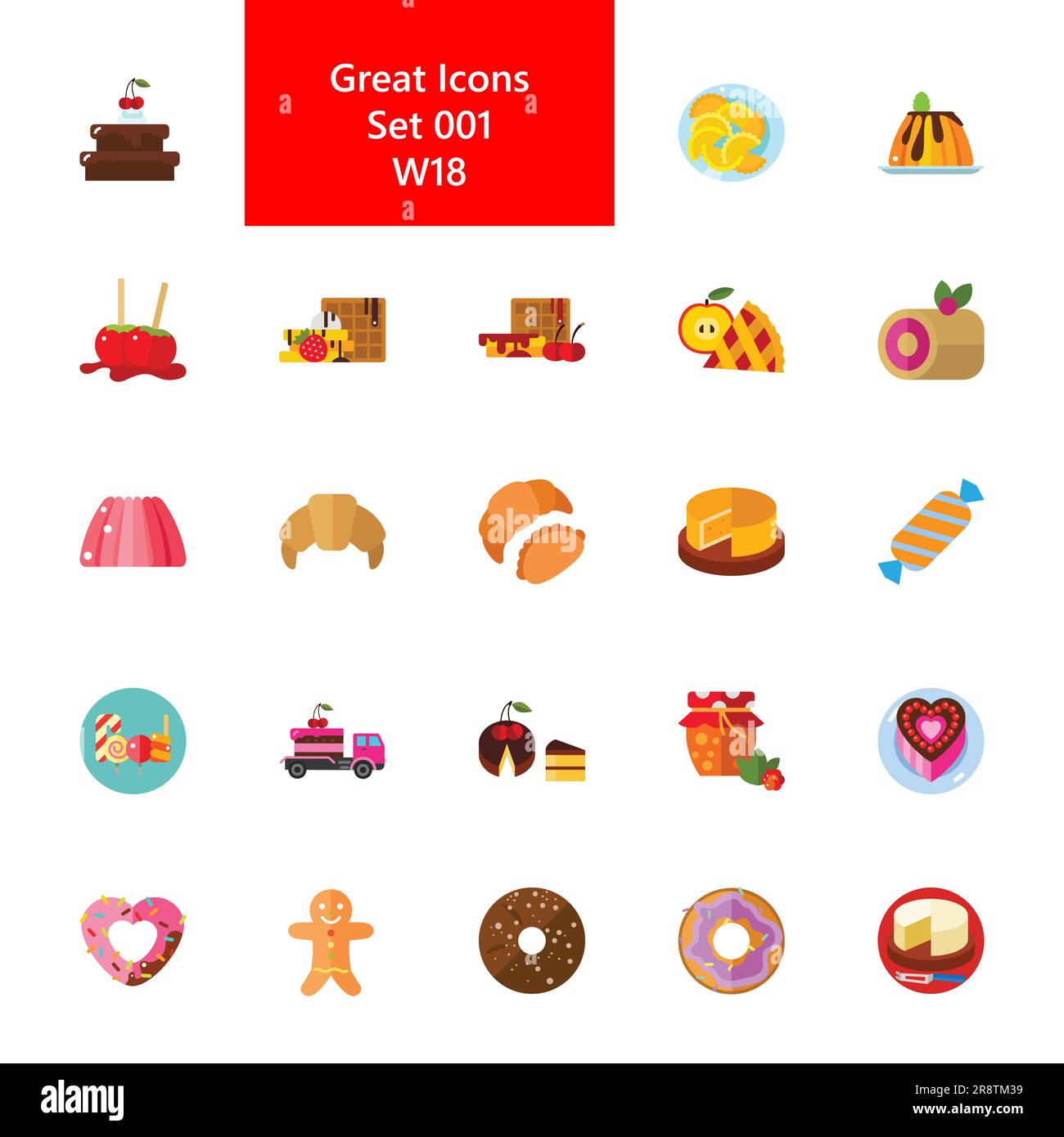 Dessert- bakery and chocolate icon set Stock Vector