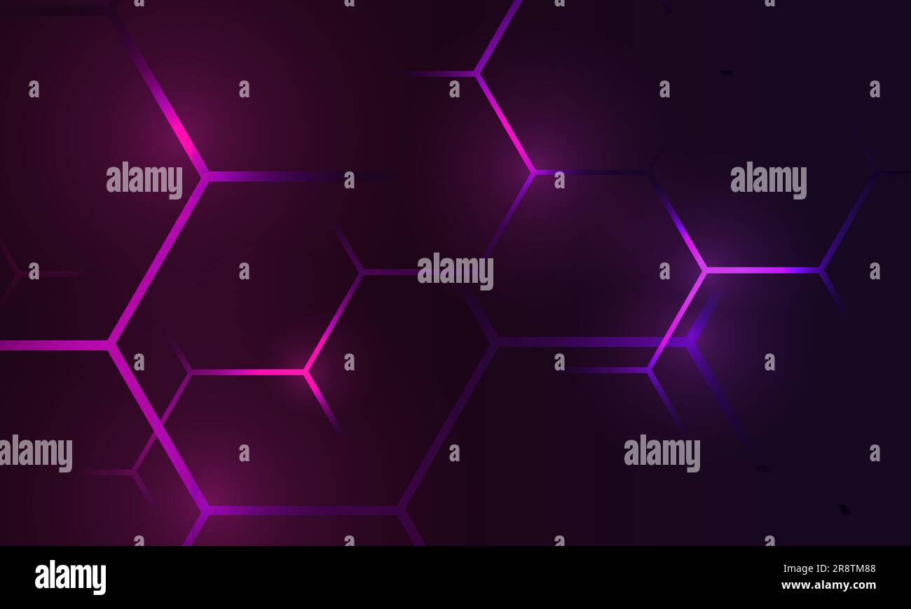 Dark hexagon gaming abstract vector background with pink colored bright ...