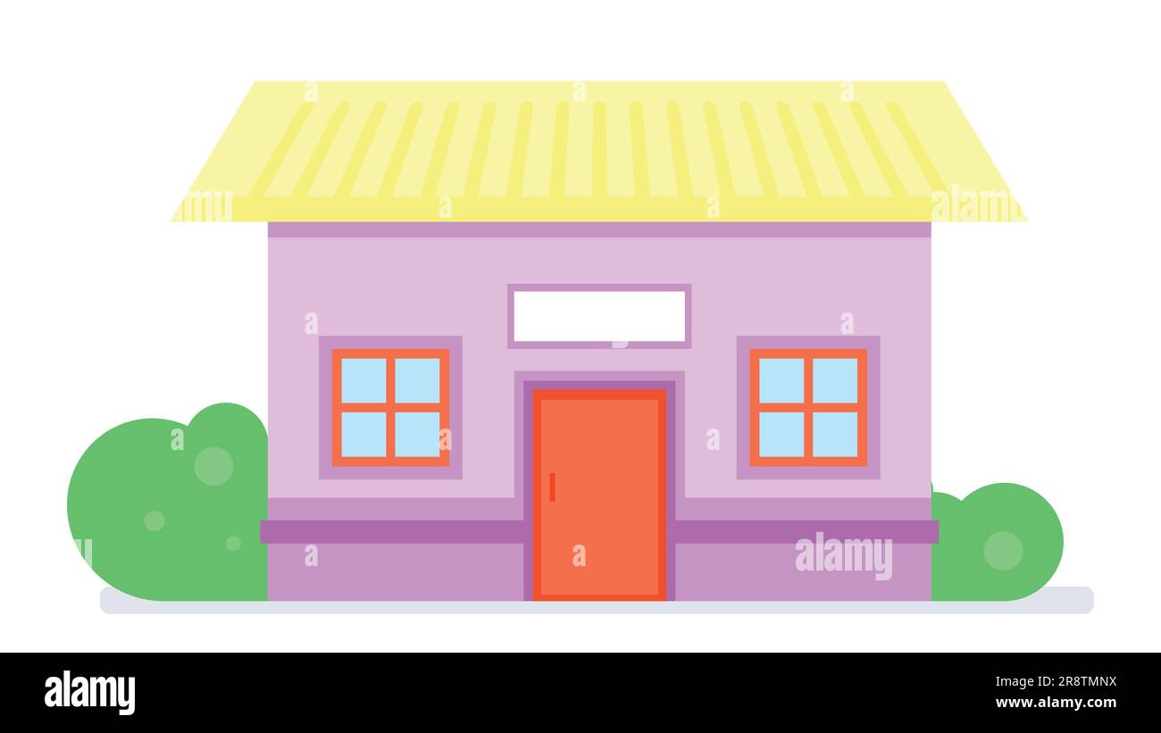 Simple house exterior on white background. Flat design vector illustration Stock Vector
