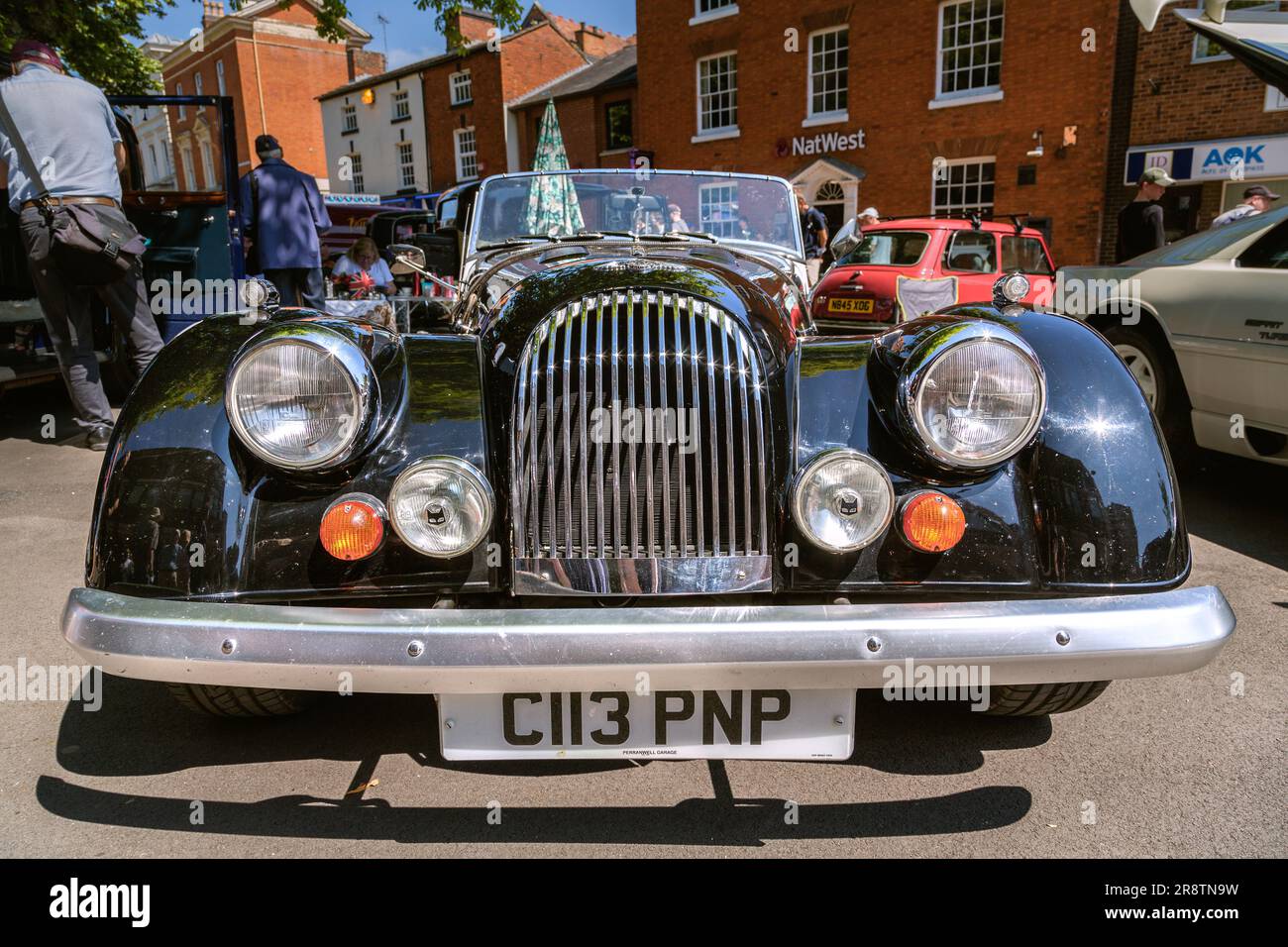 The Stylish lines of a 1980s Morgan Plus 8 offer timeless elegance and nostalgia for many British sports car enthusiasts. Stock Photo