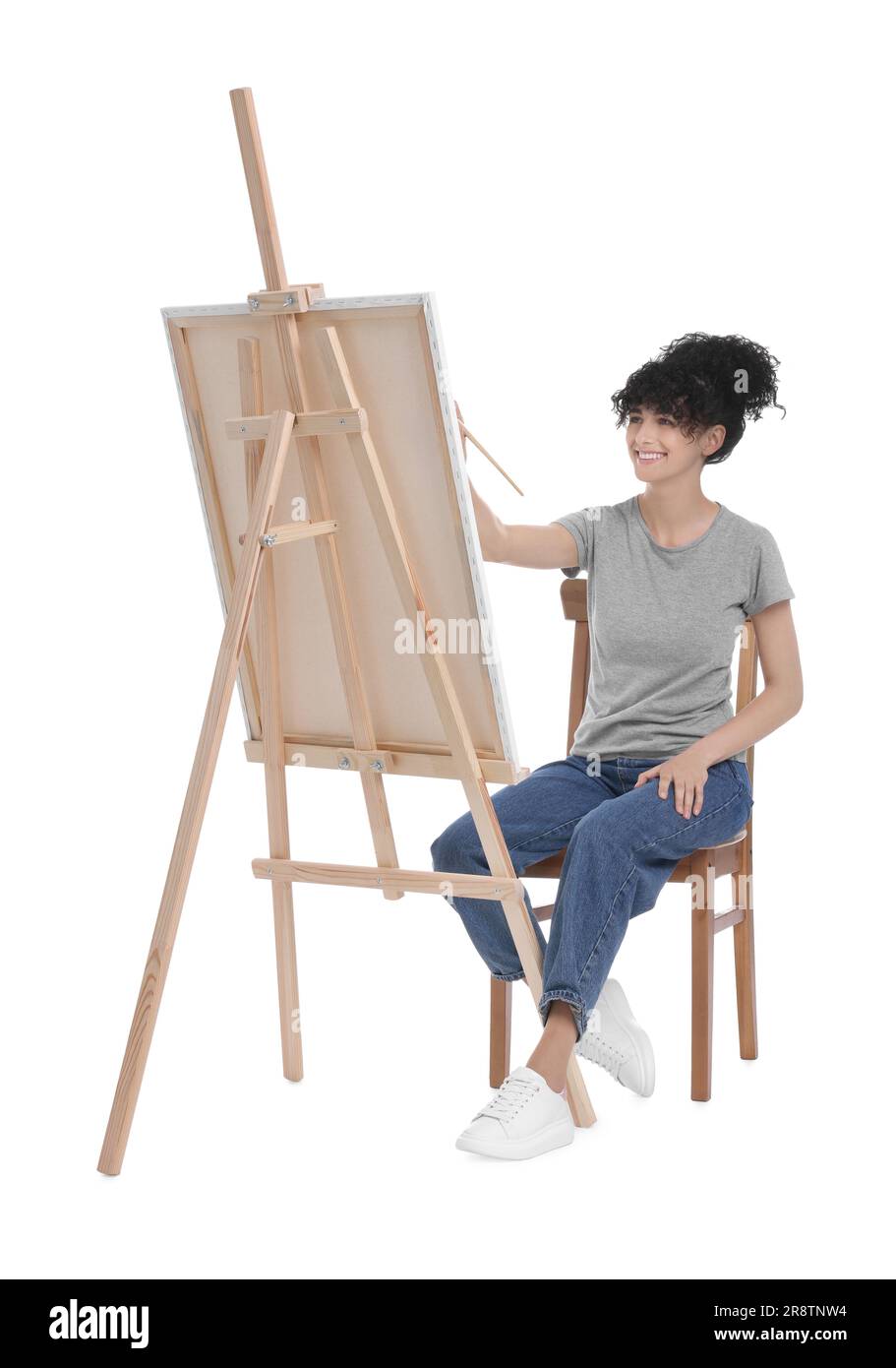 Artist sitting at his easel Cut Out Stock Images & Pictures - Alamy