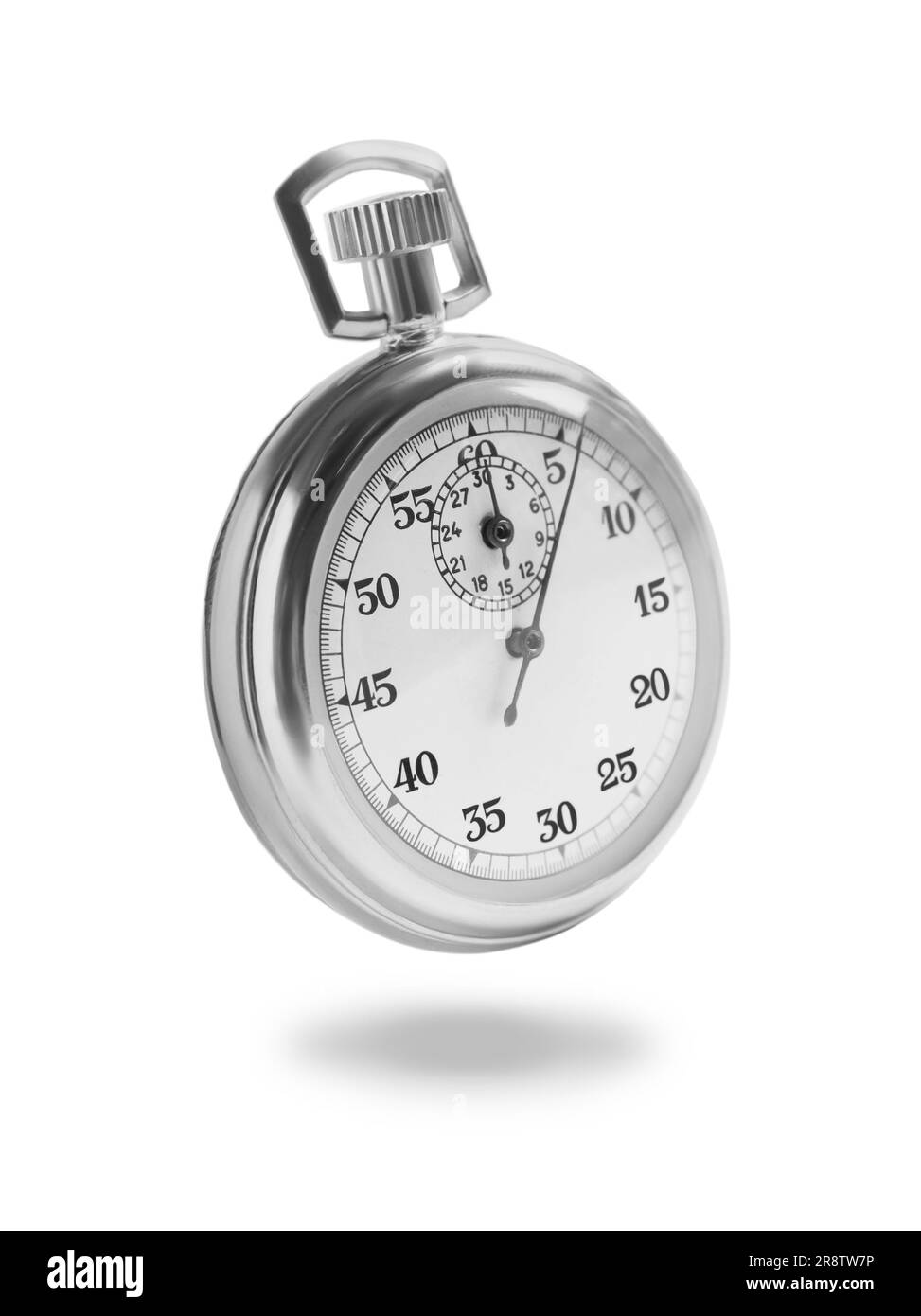Concept of time. Vintage timer in air on white background Stock Photo ...