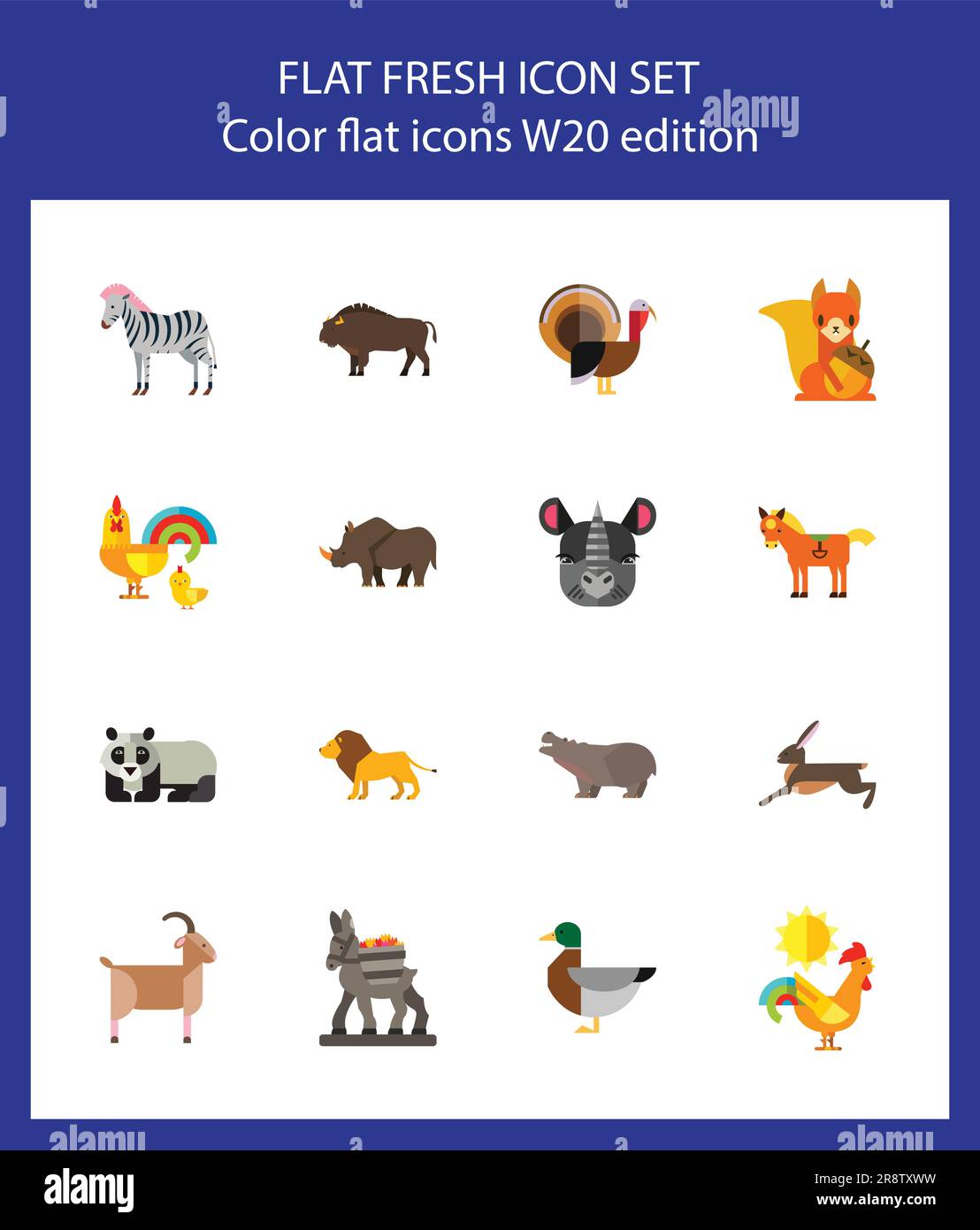 Wild and farm animal icon set Stock Vector Image & Art - Alamy