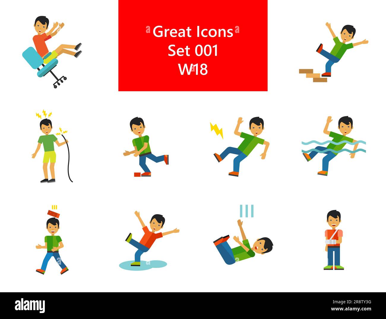 Accident Icon Set Stock Vector Image & Art - Alamy