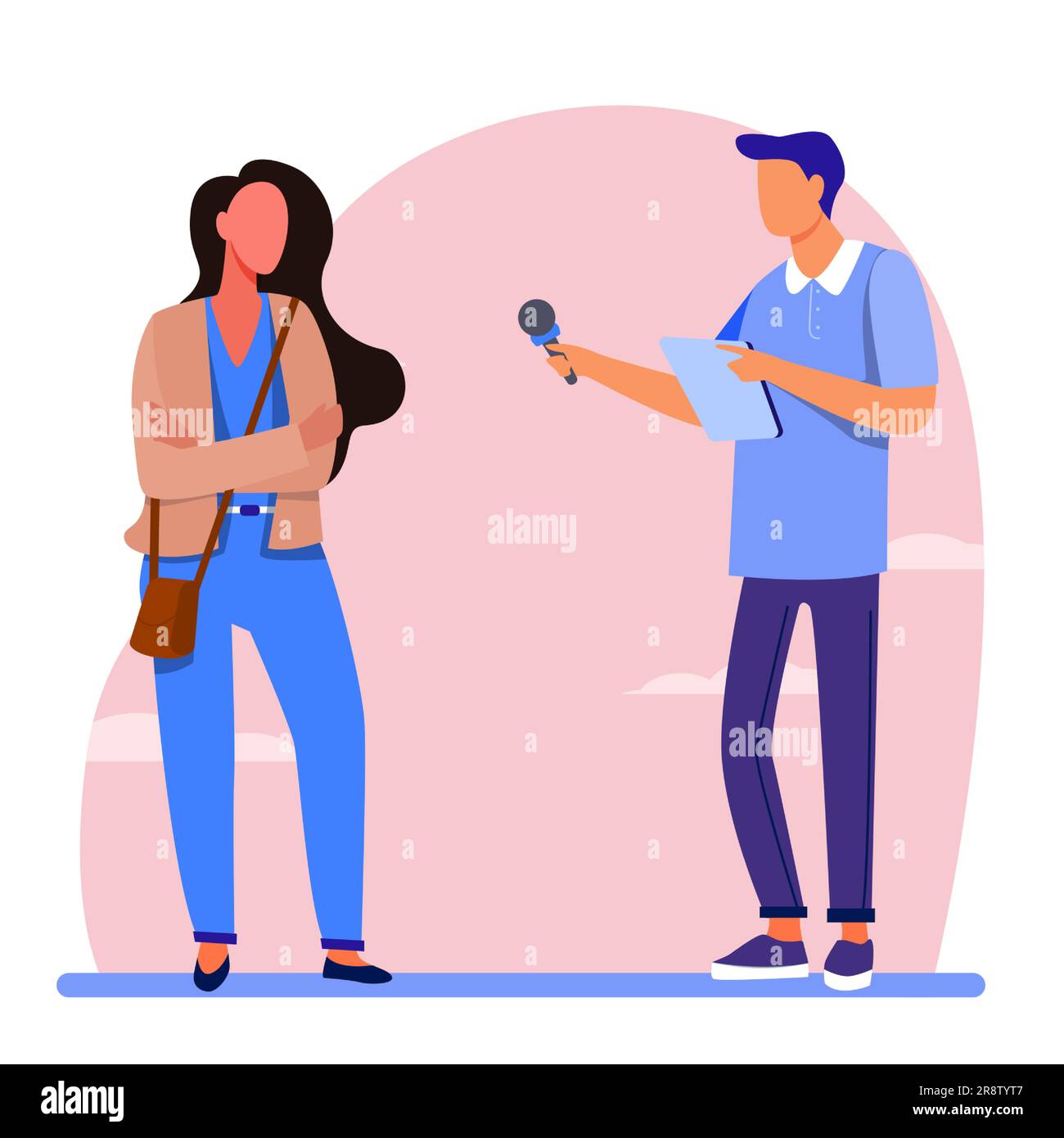 Male journalist interviewing young woman Stock Vector Image & Art Alamy