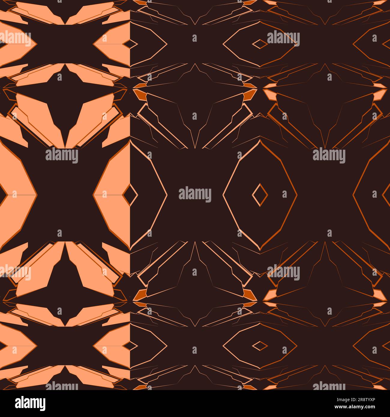 Brown and orange seamless pattern with futuristic original abstract geometric texture. Seamless vector background. Stock Vector