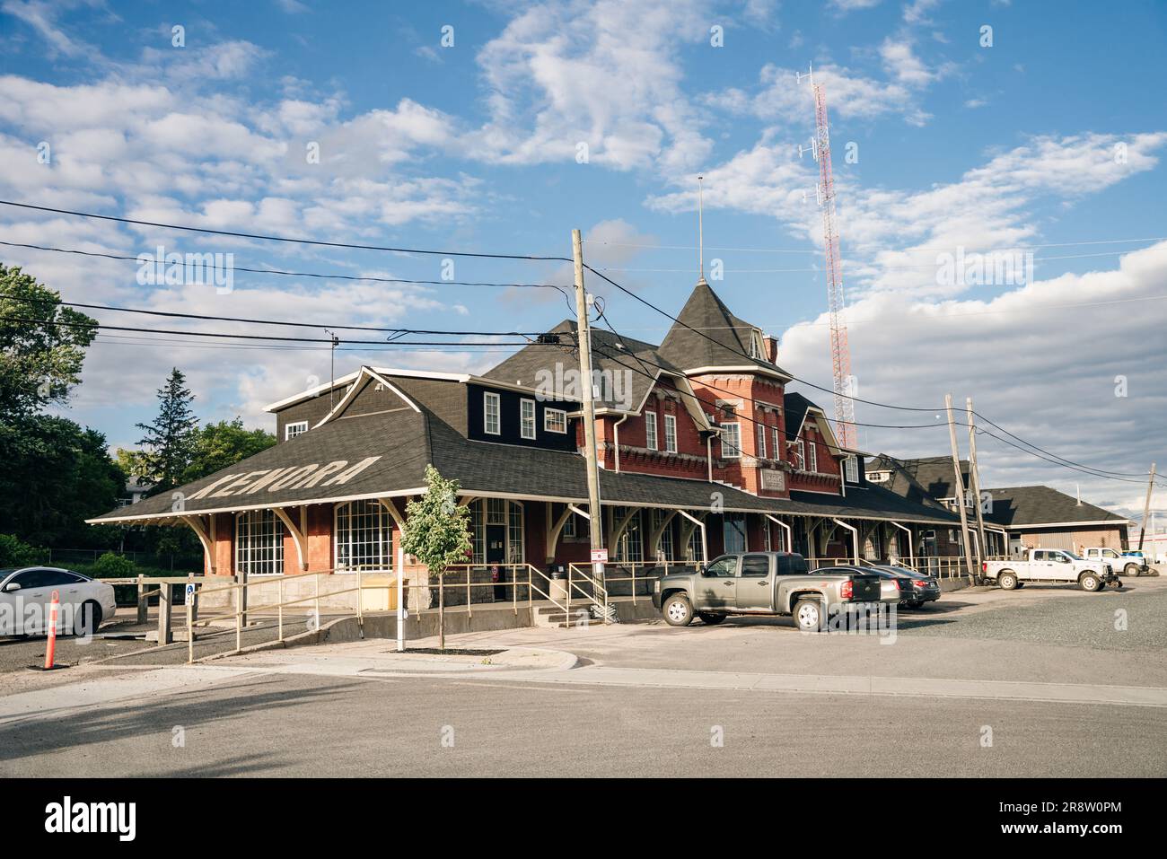 Railroad station, Kenora, Lake Of The Woods, Ontario, Canada - may 2023. High quality photo Stock Photo