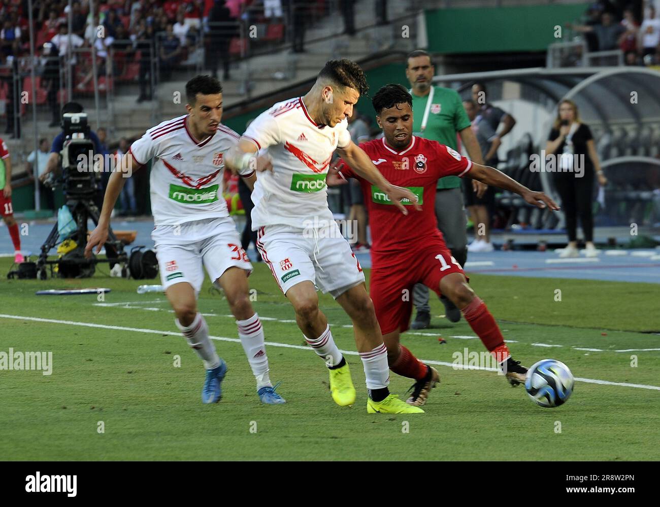 Oran. 23rd June, 2023. ASO Chlef's Ibrahim Morceli (R) vies for the