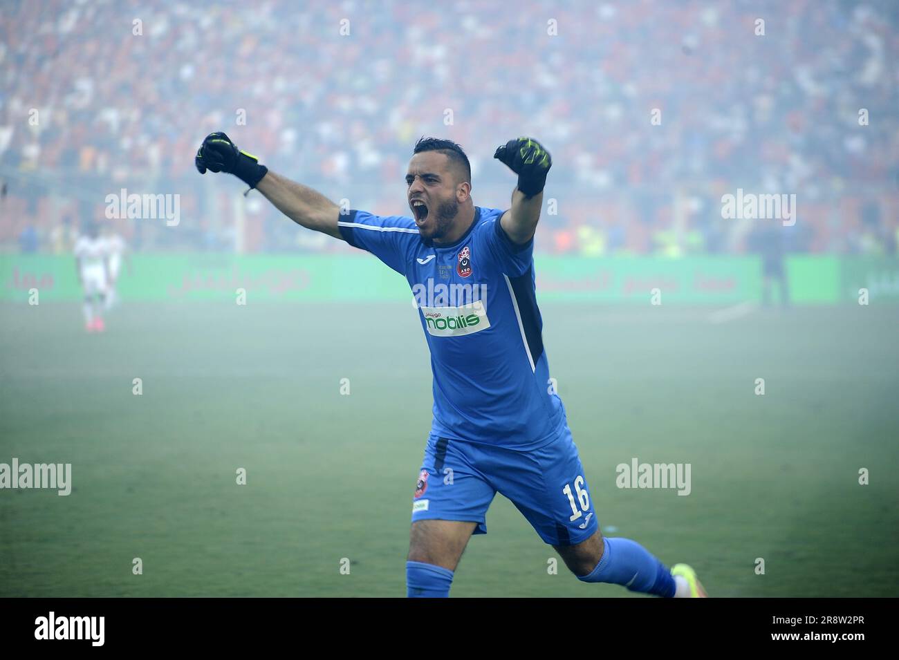 Oran. 23rd June, 2023. ASO Chlef's goalkeeper Mohamed Alaouchiche reacts during the 2023 Algerian Cup final match between ASO Chlef and CR Belouizdad in Oran, Algeria, June 22, 2023. Credit: Xinhua/Alamy Live News Stock Photo