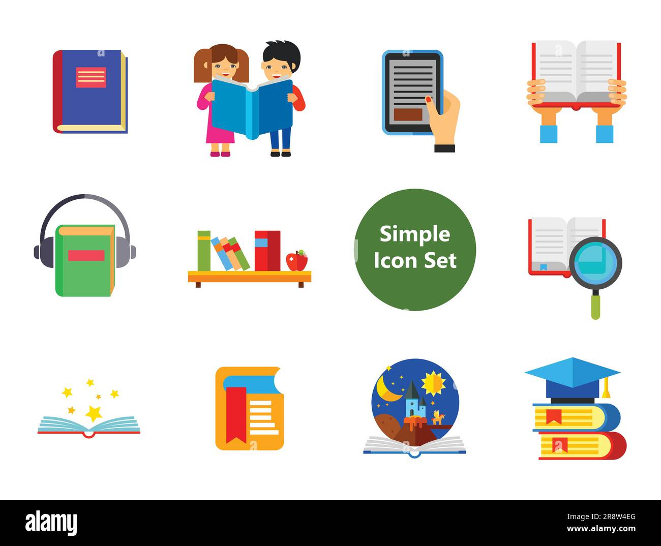 Book Icon Set Stock Vector Image & Art - Alamy