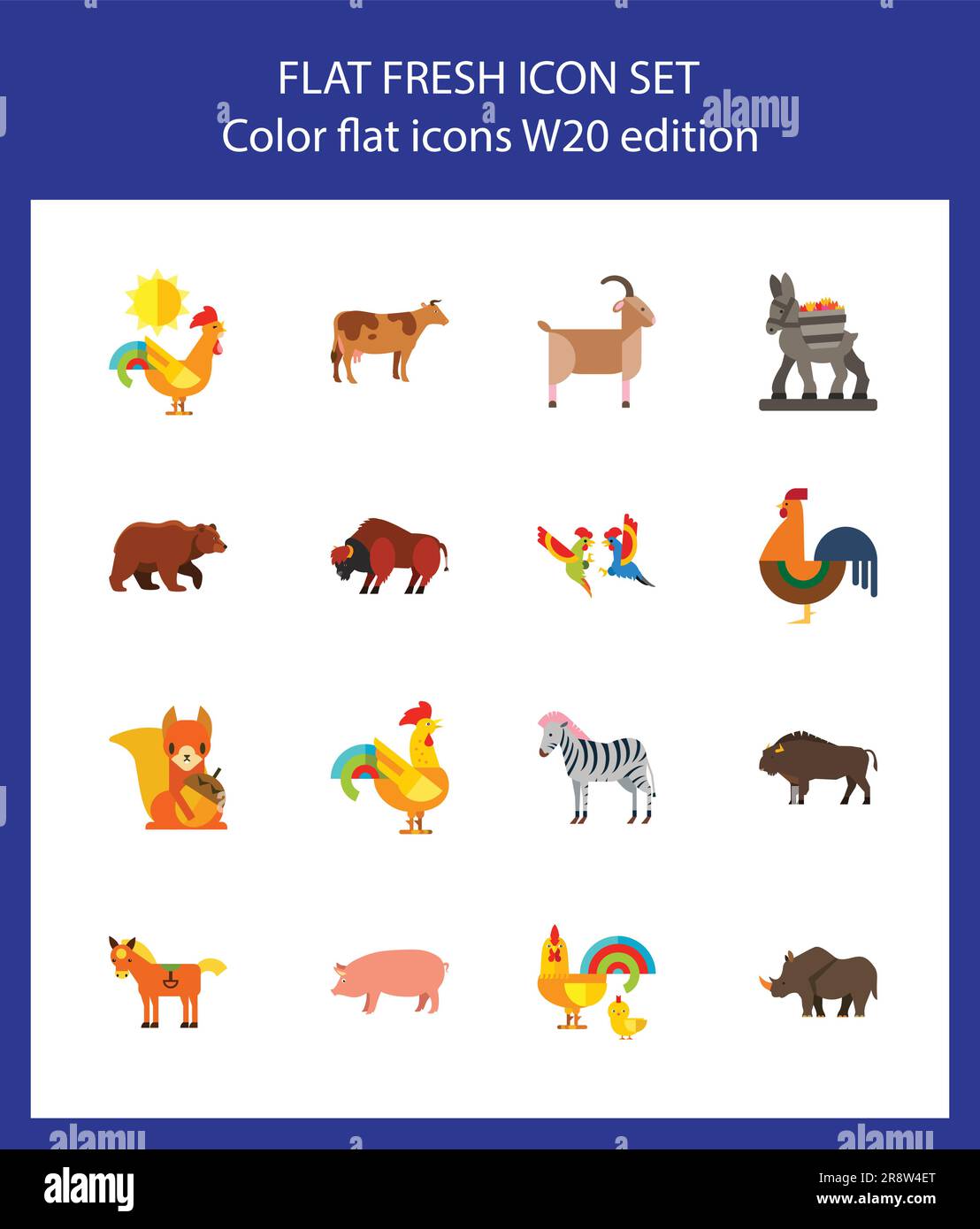 Wild and farm animal icon set Stock Vector Image & Art - Alamy