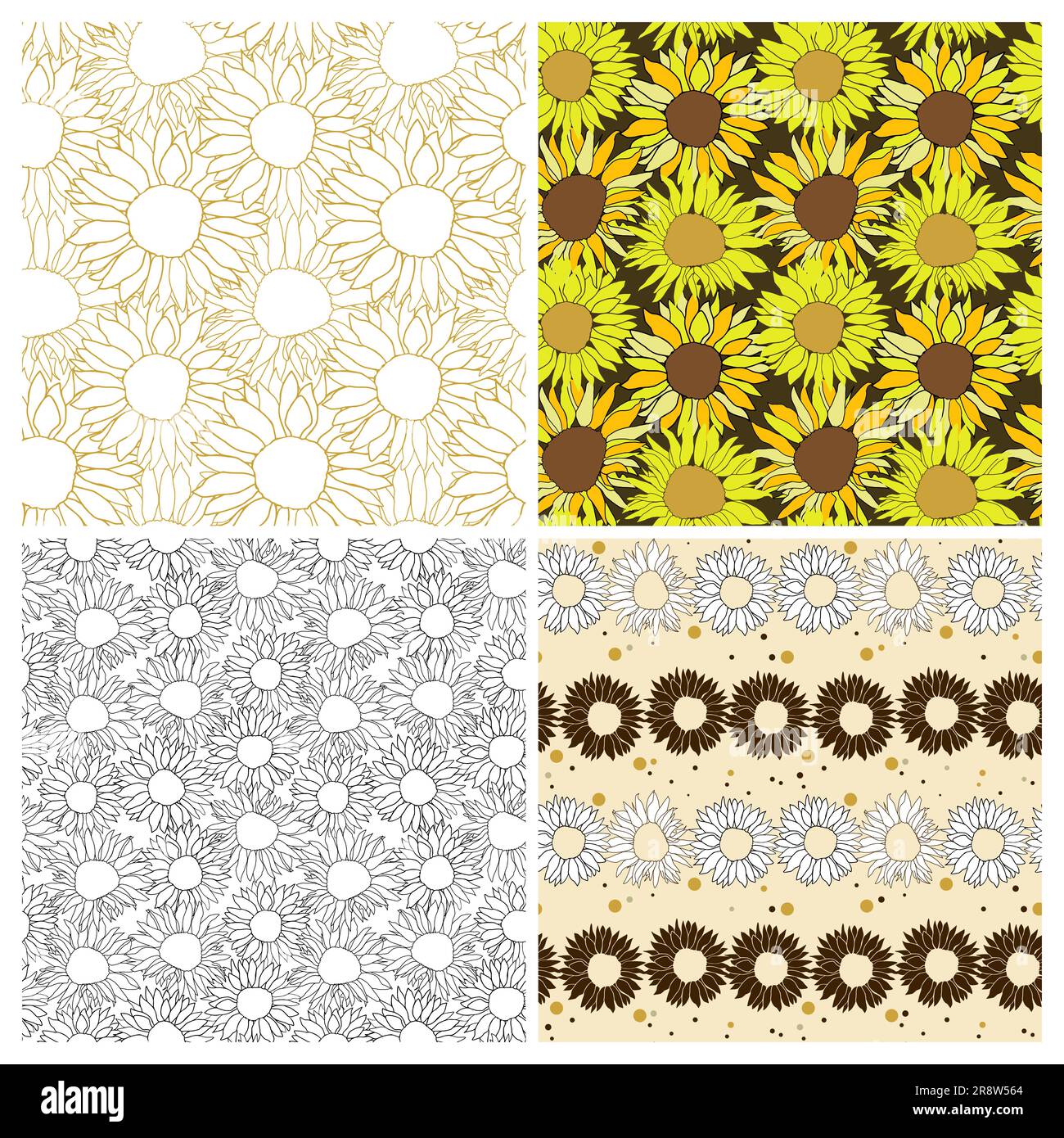 Cute sunflower decor for surface decoration. Hand drawn floral vector elements Stock Vector