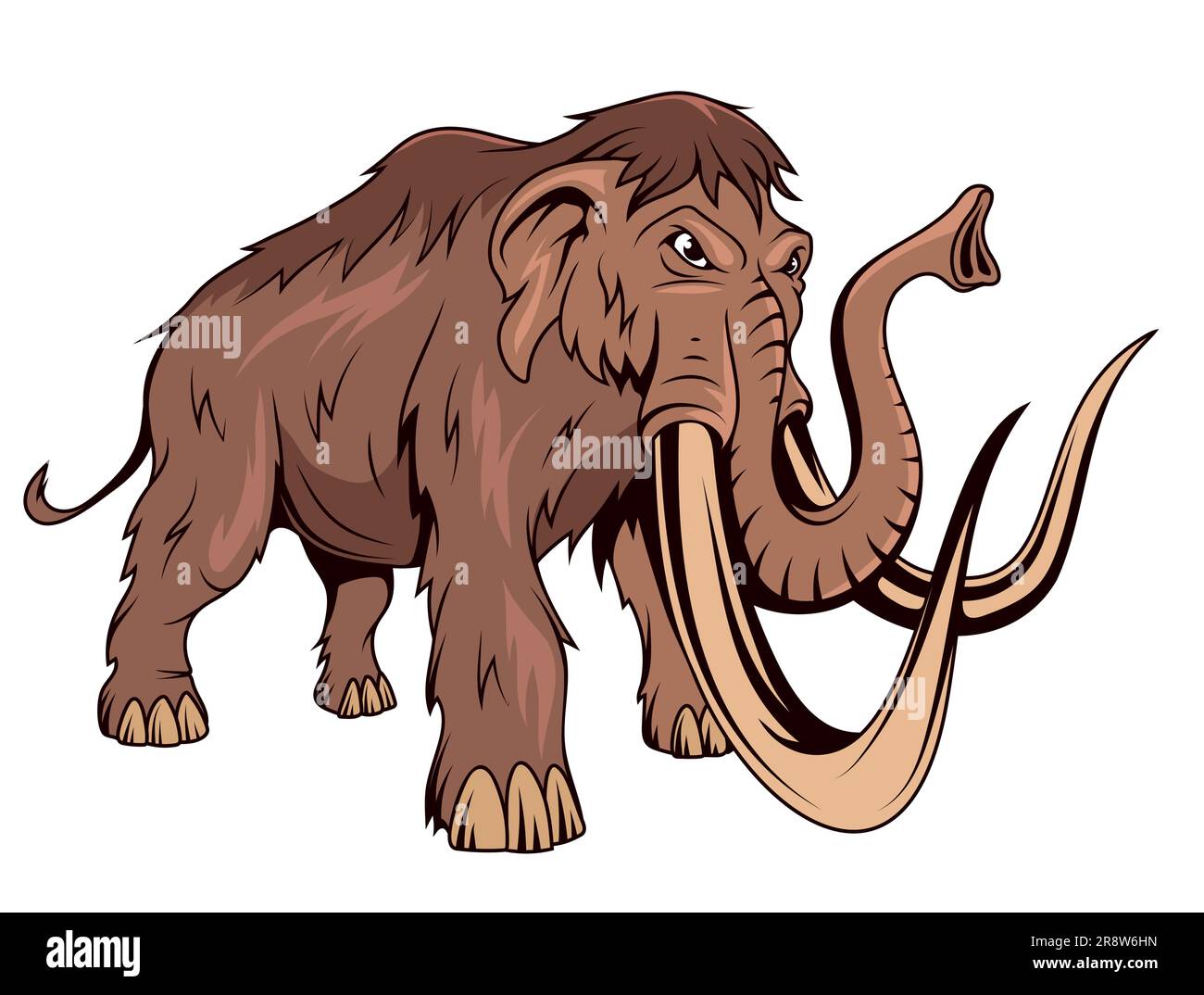 Mammoth. Vector illustration of a elephant with tusks. Animals before our era, paleontology, history, archeology and culture Stock Vector
