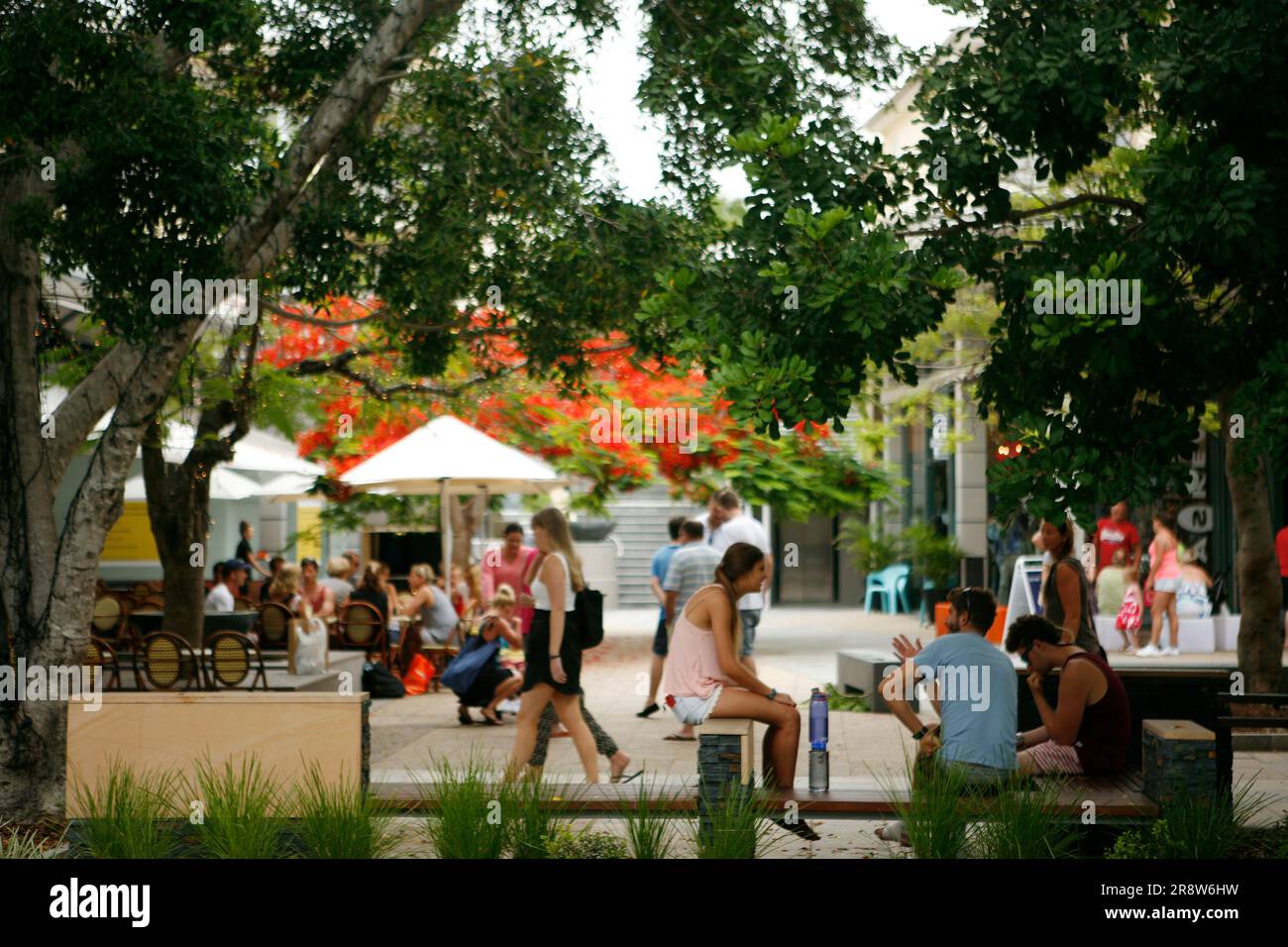 Streetscape of Sunshine Coast Noosaheads Stock Photo
