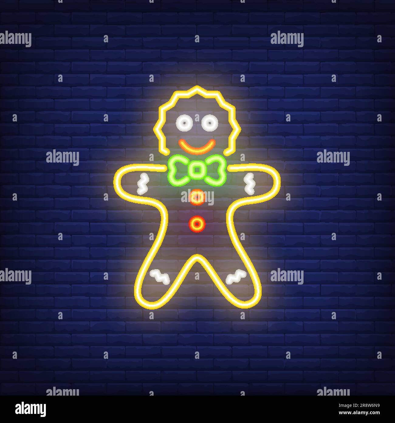 Gingerbread man neon cartoon character Stock Vector Image & Art Alamy