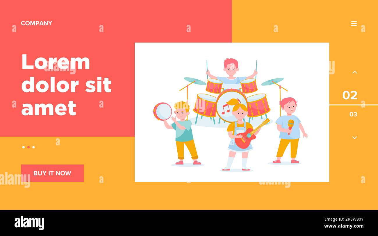 Cartoon children band flat vector illustration Stock Vector Image & Art ...