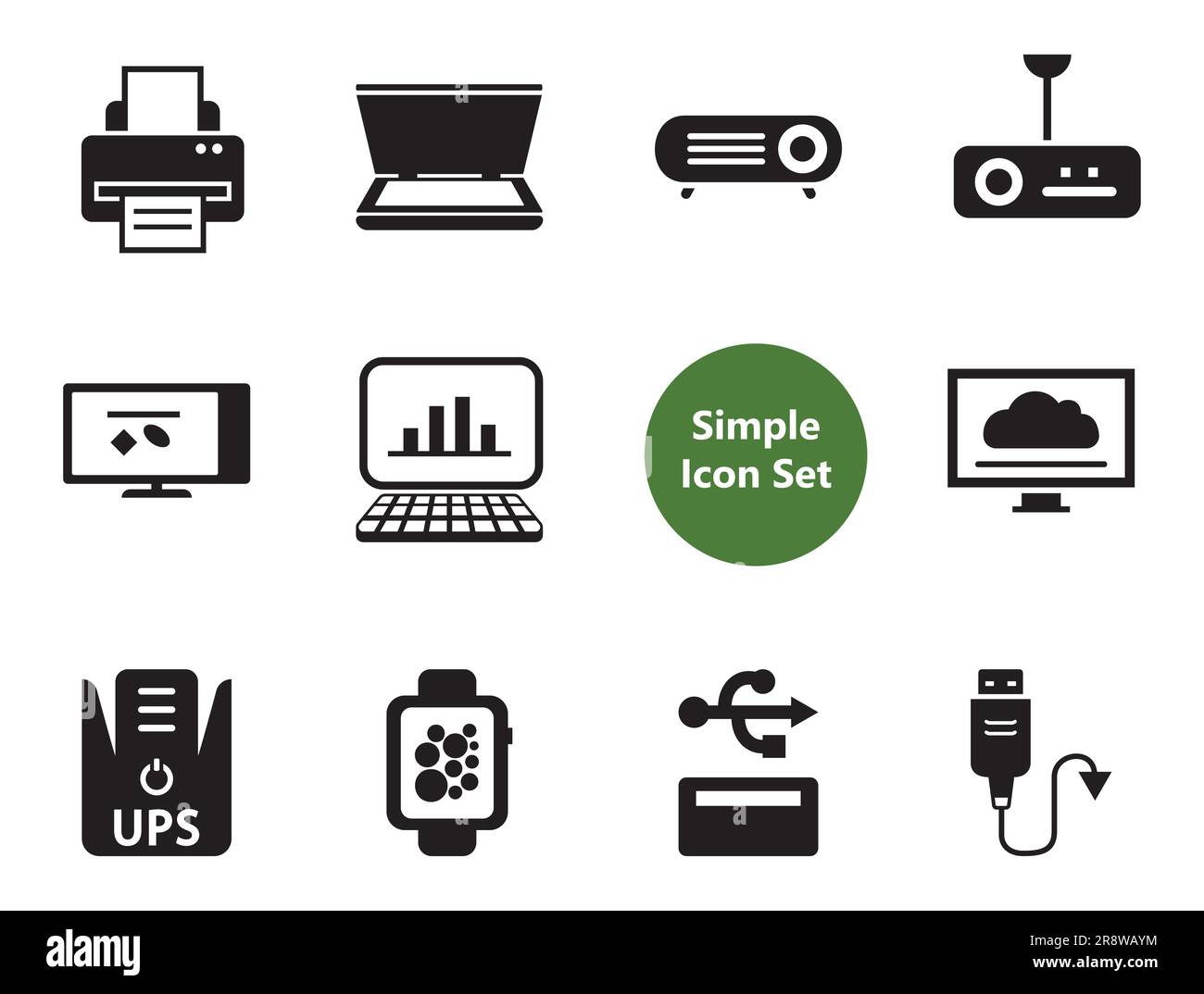 Internet Simple Icons Set Stock Vector