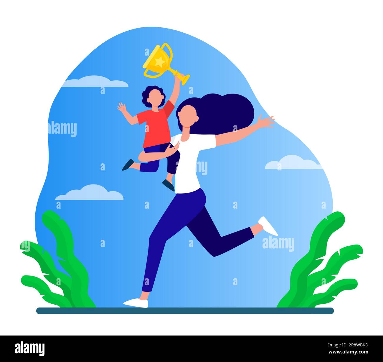 Happy Mom Holding Little Son With Golden Cup Stock Vector Image Art happy-mom-holding-little-son-with-golden-cup-stock-vector-image-art