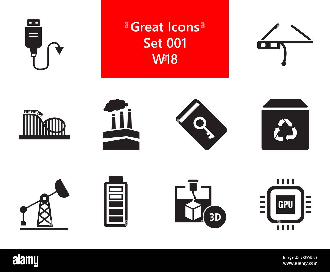 Innovations Icons Set Stock Vector