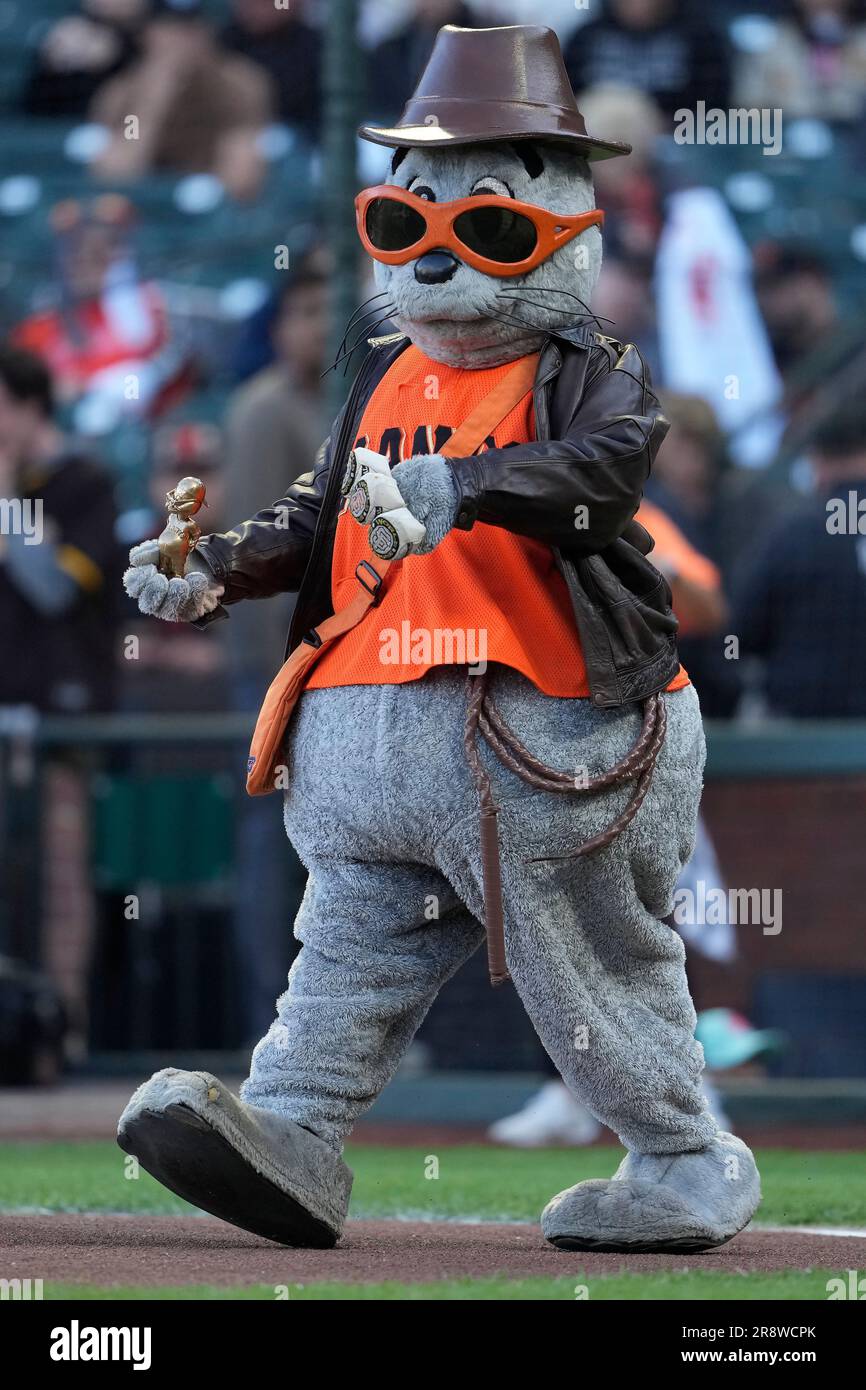 San Francisco Giants mascot Lou Seal before a baseball game