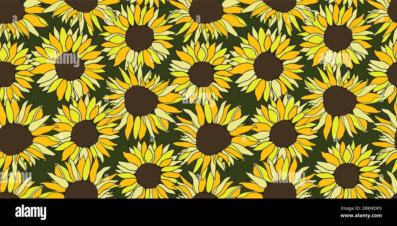 Cute sunflower decor for surface decoration. Hand drawn floral vector elements Stock Vector