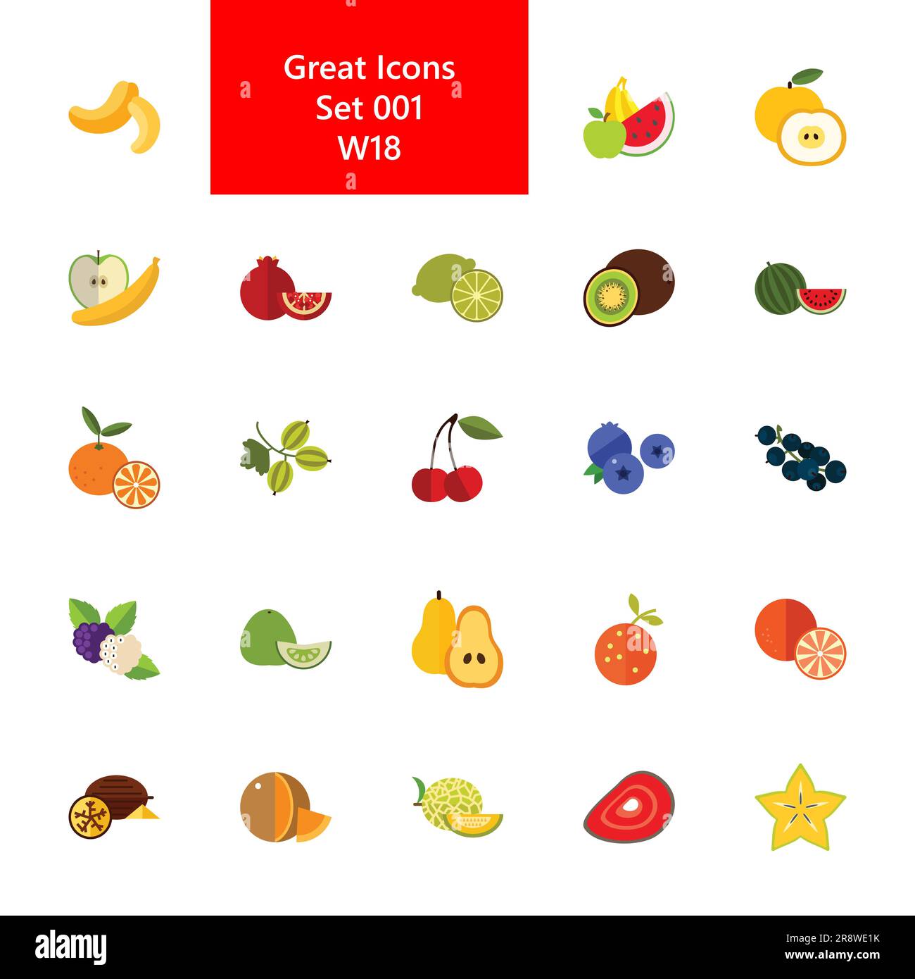 Fruits and berries icon set Stock Vector Image & Art - Alamy